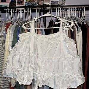American Eagle Outfitters White Ruffled Blouse